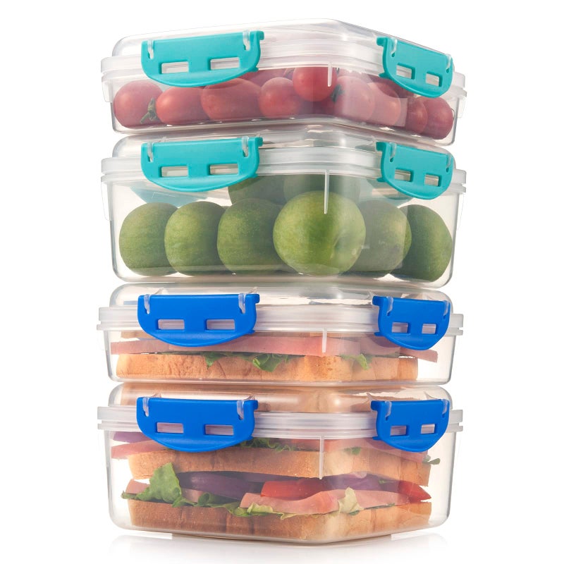 Freshmage 4 PCS Sandwich Containers - 100% Airtight & BPA-Free & Microwave & Dishwasher Safe Kitchen Storage Containers with Upgraded Snaps, 2 heightened Containers for Lunch Boxes and 2 normal version - Image 4