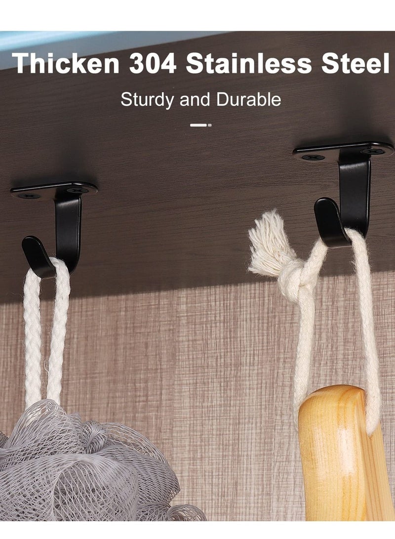 Stainless Steel Screw Mounted Ceiling Hooks, Under-Shelf Towel, Robe Clothes Hook, Heavy Duty Coat Hook Hanger for Bathroom, Kitchen, Cabinet, Garage, 15 Pack (Matte Black) - Image 2