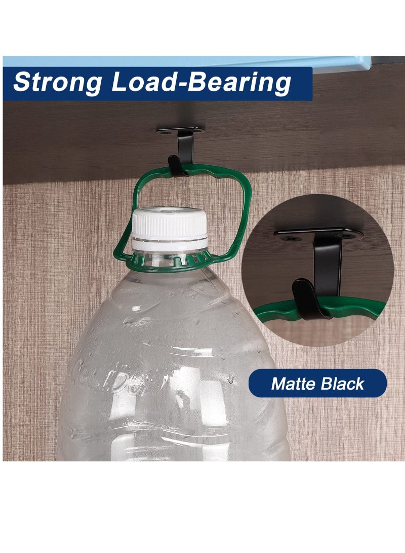 Stainless Steel Screw Mounted Ceiling Hooks, Under-Shelf Towel, Robe Clothes Hook, Heavy Duty Coat Hook Hanger for Bathroom, Kitchen, Cabinet, Garage, 15 Pack (Matte Black) - Image 4