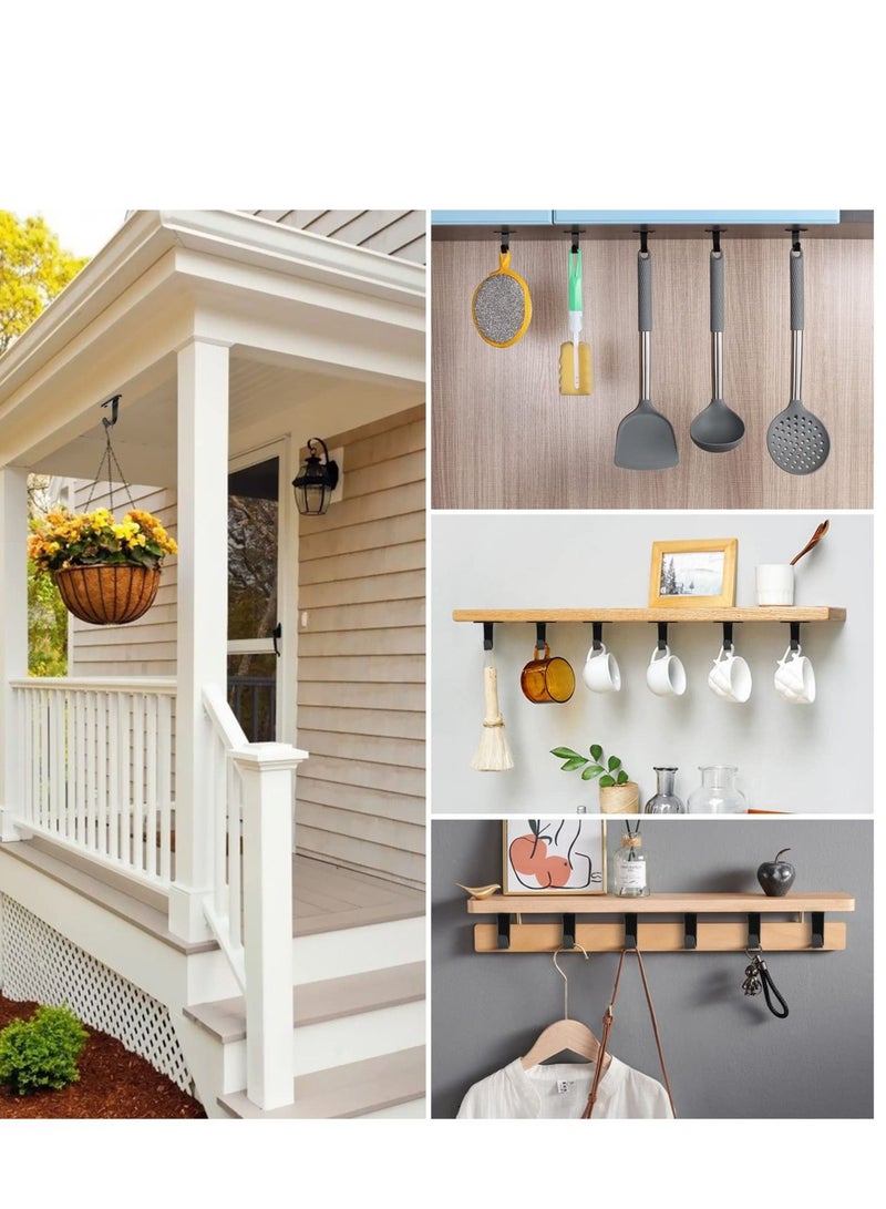 Stainless Steel Screw Mounted Ceiling Hooks, Under-Shelf Towel, Robe Clothes Hook, Heavy Duty Coat Hook Hanger for Bathroom, Kitchen, Cabinet, Garage, 15 Pack (Matte Black) - Image 5