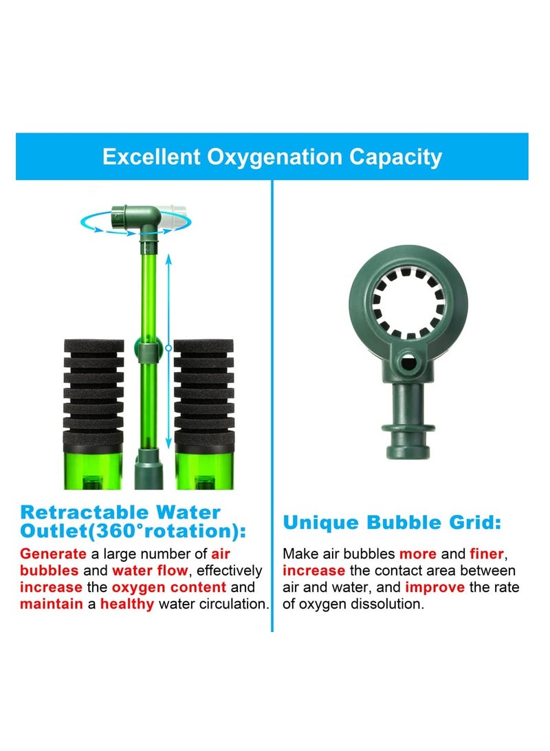 SYOSI Aquarium Sponge Filter, Fish Tank Foam Filter Quiet Submersible Bio Sponge Filter with 2 Spare Sponges - Image 3