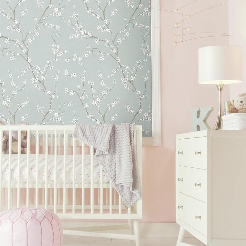 RoomMates RMK11272WP Blue Cherry Blossom Peel and Stick Wallpaper - Image 5