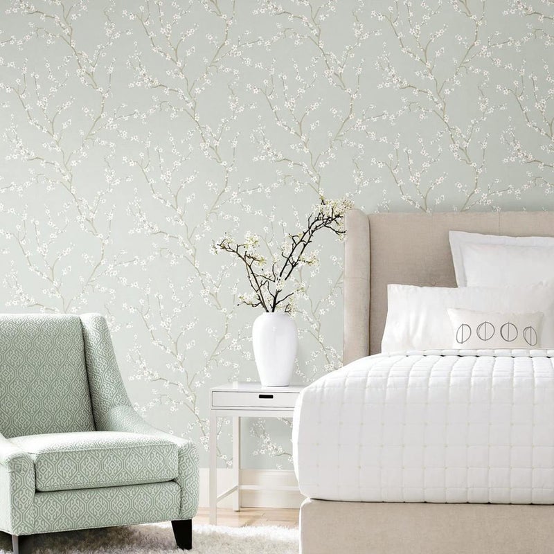 RoomMates RMK11272WP Blue Cherry Blossom Peel and Stick Wallpaper - Image 2