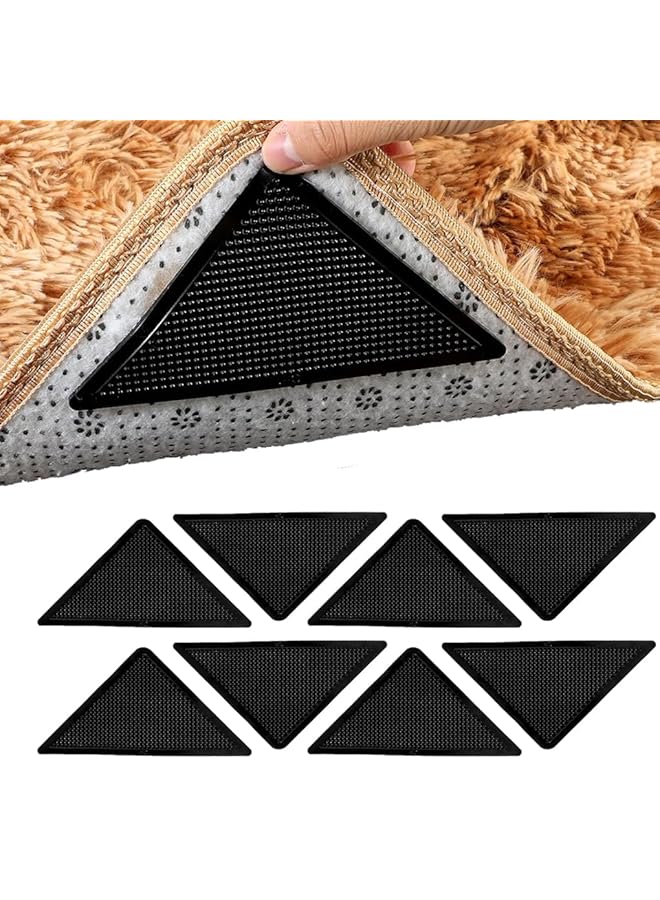 erorex Grippers For Rugs 8 Pcs Non Slip Rug Pads Grippers For Hardwood Floors And Tiles Reusable And Washable Tape For Area Rugs Double Sided Adhesive Rug Tape Stickers Keep Corners Flat - Image 1