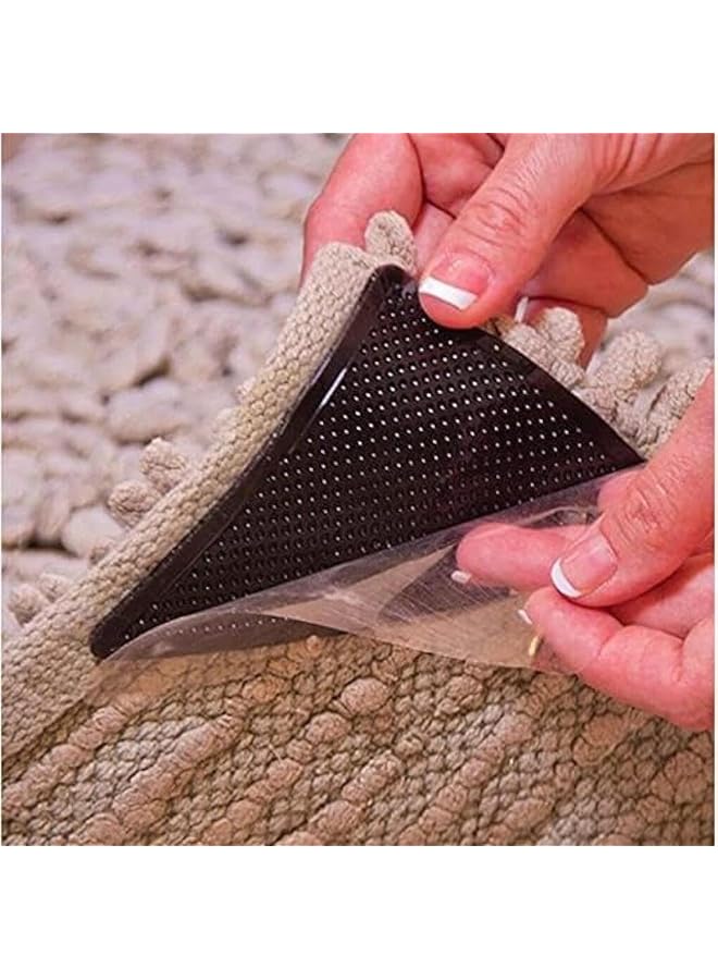 erorex Grippers For Rugs 8 Pcs Non Slip Rug Pads Grippers For Hardwood Floors And Tiles Reusable And Washable Tape For Area Rugs Double Sided Adhesive Rug Tape Stickers Keep Corners Flat - Image 4