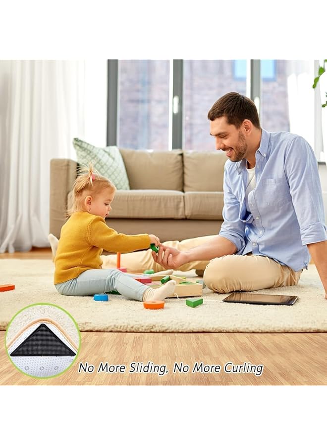 erorex Grippers For Rugs 8 Pcs Non Slip Rug Pads Grippers For Hardwood Floors And Tiles Reusable And Washable Tape For Area Rugs Double Sided Adhesive Rug Tape Stickers Keep Corners Flat - Image 3