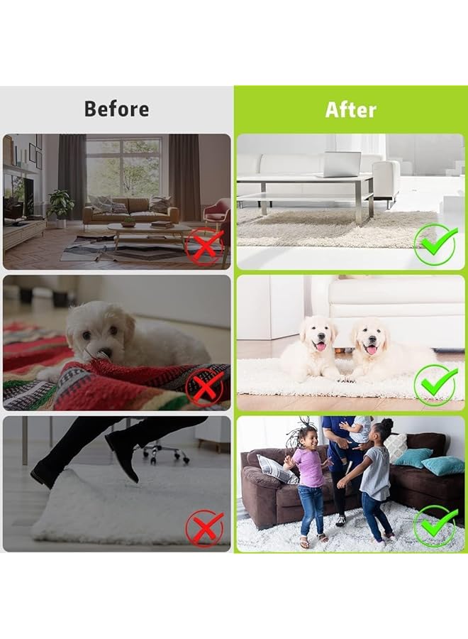 erorex Grippers For Rugs 8 Pcs Non Slip Rug Pads Grippers For Hardwood Floors And Tiles Reusable And Washable Tape For Area Rugs Double Sided Adhesive Rug Tape Stickers Keep Corners Flat - Image 2