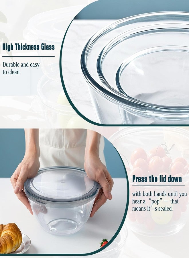 Reasmi Glass Mixing Bowls with Lids Set(4.5QT, 2.7QT, 1.1QT),Glass Bowls with Lids Large Mixing Bowl Salad Bowls Space-Saving Nesting bowls Serving bowls Storage Container for Cooking,Baking,Prepping - Image 3