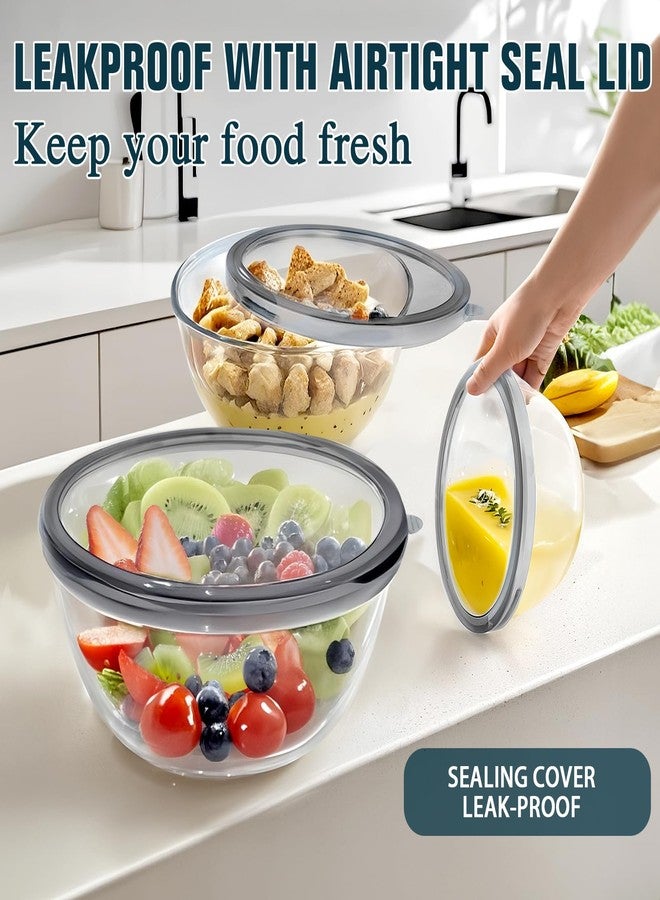 Reasmi Glass Mixing Bowls with Lids Set(4.5QT, 2.7QT, 1.1QT),Glass Bowls with Lids Large Mixing Bowl Salad Bowls Space-Saving Nesting bowls Serving bowls Storage Container for Cooking,Baking,Prepping - Image 5
