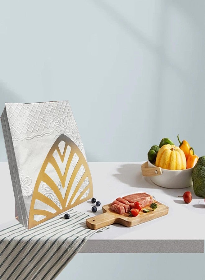 Runseaway Gold Metal Napkin Holder, Triangle Shape Vertical Napkin Organizer for Kitchen and Dining Table, Elegant Tissue Dispenser for Home and Picnic - Image 4