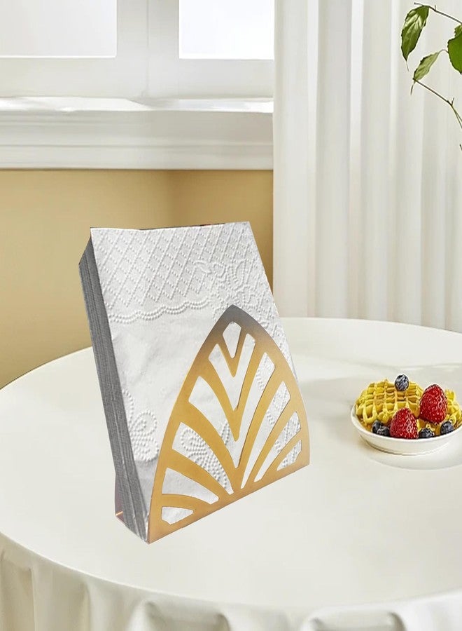 Runseaway Gold Metal Napkin Holder, Triangle Shape Vertical Napkin Organizer for Kitchen and Dining Table, Elegant Tissue Dispenser for Home and Picnic - Image 3