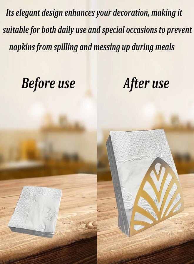 Runseaway Gold Metal Napkin Holder, Triangle Shape Vertical Napkin Organizer for Kitchen and Dining Table, Elegant Tissue Dispenser for Home and Picnic - Image 5