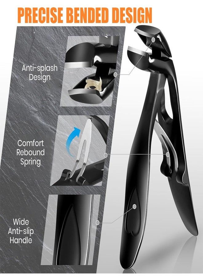 MAYCREATE® Nail Clipper for Seniors Toe Nail Clipper and Filer Thick Stainless Steel Bended Wide Open Spring Loaded Design Travel Set with Storage Box - Image 3
