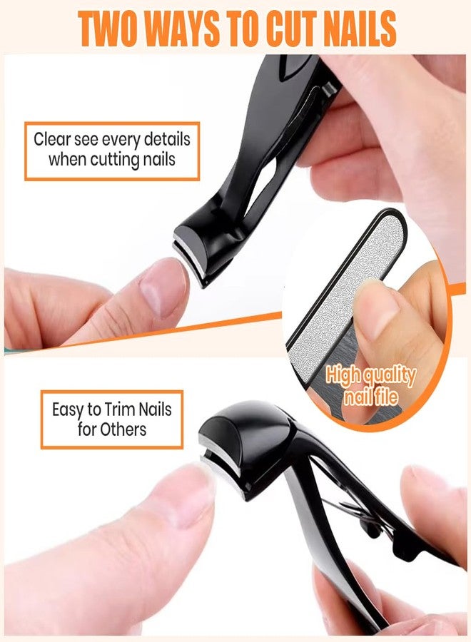 MAYCREATE® Nail Clipper for Seniors Toe Nail Clipper and Filer Thick Stainless Steel Bended Wide Open Spring Loaded Design Travel Set with Storage Box - Image 5
