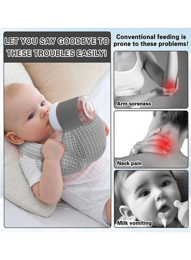وسادة تغذية حاملة زجاجة، وسادة رضاعة قابلة للتعديل ومسامية، وسائد رضاعة طبيعية، مستلزمات الرضاعة المريحة للأم، تقلل من إجهاد الذراعين والمعصمين - Image 3