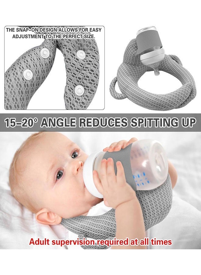 وسادة تغذية حاملة زجاجة، وسادة رضاعة قابلة للتعديل ومسامية، وسائد رضاعة طبيعية، مستلزمات الرضاعة المريحة للأم، تقلل من إجهاد الذراعين والمعصمين - Image 4