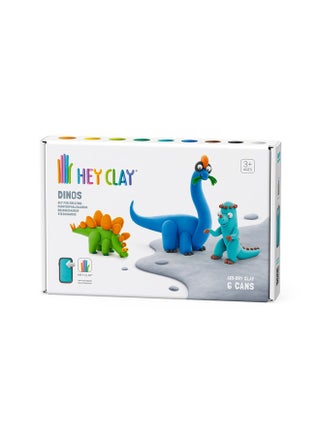DIY Dinos: Stegosaurus, Pachycephalosaurus, Brachiosaurus Plastic Creative Modelling Air-Dry Clay For Kids 6 Cans