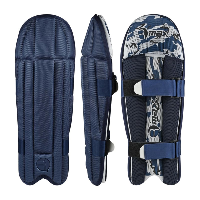 RMAX EVA and Cotton Cricket Wicket Keeping Leg Guard Pad Full Size, Light Weight Wicket Keeping Leg Guards/Pads Senior/Men's/Teen's/Adult Size (NAVY BLUE) - Image 1