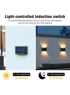 داريو مصباح جداري شمسي مقاوم للماء IP65 – عدد 2 مصابيح حائط شمسية بـ6 لمبات LED للإضاءة الخارجية للحدائق والممرات والأسوار والفناء  - Image 3