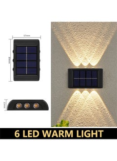 داريو مصباح جداري شمسي مقاوم للماء IP65 – عدد 2 مصابيح حائط شمسية بـ6 لمبات LED للإضاءة الخارجية للحدائق والممرات والأسوار والفناء  - Image 2