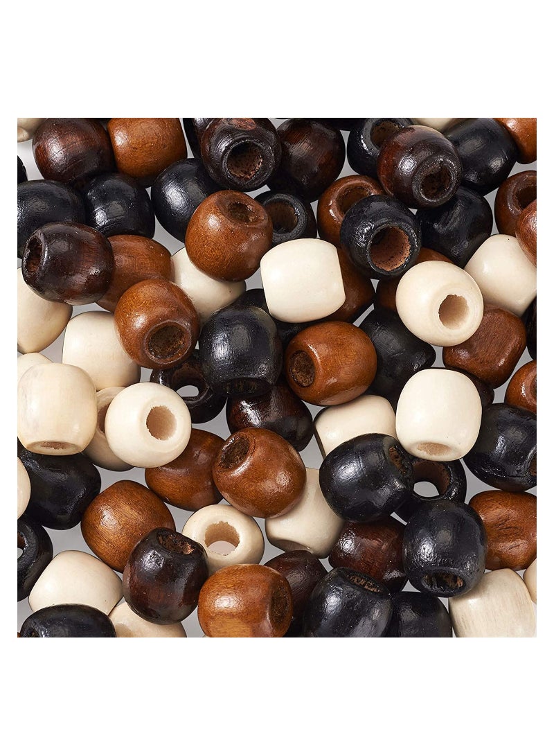 Zikra Wood Bead 400 Pcs Large Hole Loose Beads 4 Colors Natural Wooden Dreadlock Hair Braid for Macrame Rosary Bracelet Jewelry Craft Making - Image 3