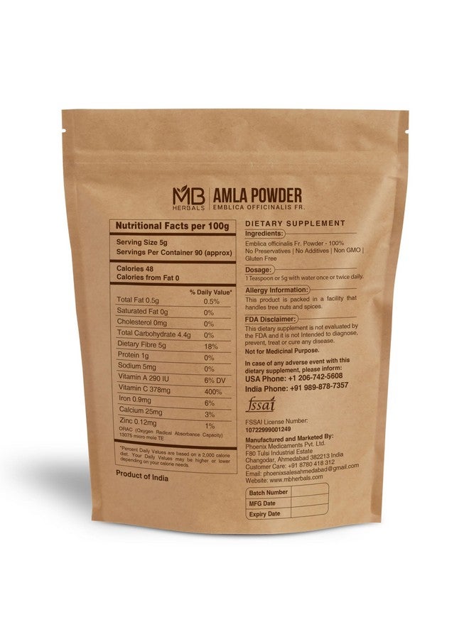 MB Herbals MB Herbals Amla Powder 1 LB | 16 oz | Amalaki | Wild Amla Berries Powder | Non-Irradiated | Raw | Non-GMO | Gluten-Free | No-Preservatives - Image 2