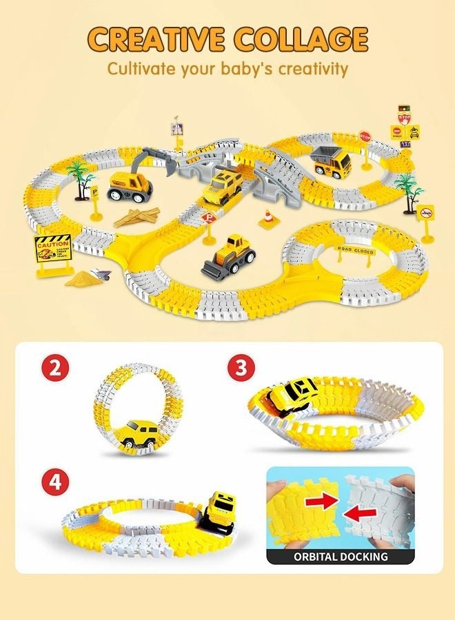 MIXDE 255 pieces Construction Race Tracks for Toddlers Toys,DIY Collage Flexible Track Toys Set,Educational DIY Assembled Boy Toys,Rail Car Engineering Toy Car Set - Image 5