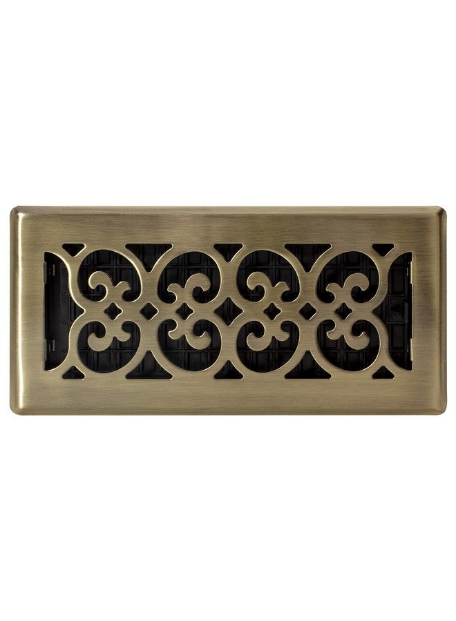 Decor Grates SPH410-A Scroll Design Floor Register, 4x10, Antique Brass Finish - Image 2