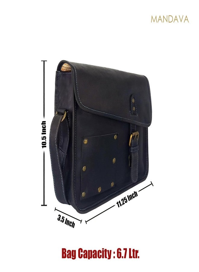 MANDAVA Full Grain Genuine Leather Crossbody Satchel Bag for Women with Adjustable Strap - Image 4