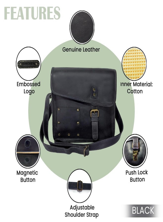 MANDAVA Full Grain Genuine Leather Crossbody Satchel Bag for Women with Adjustable Strap - Image 5