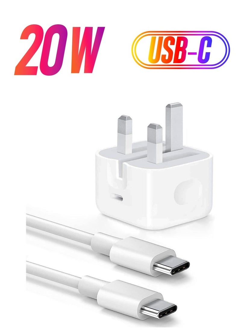 USB C charger and plug for ipad Pro, 20W Wall Fast Charger with 6.6FT USB C Fast Charging Cable Compatible for iPad Pro 12.9 5/4/3 Gen iPad Pro 11 3/2/1 Gen iPad Air 5,Galaxy S22/Note20 - Image 1