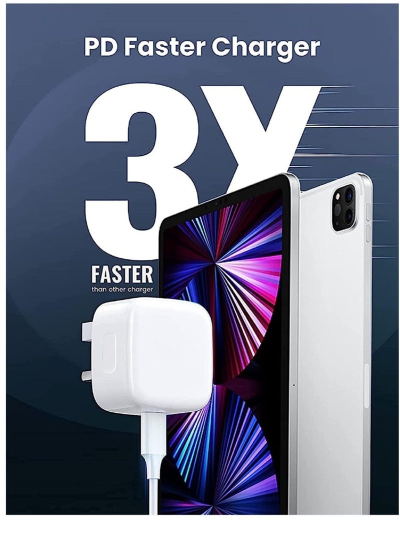 USB C charger and plug for ipad Pro, 20W Wall Fast Charger with 6.6FT USB C Fast Charging Cable Compatible for iPad Pro 12.9 5/4/3 Gen iPad Pro 11 3/2/1 Gen iPad Air 5,Galaxy S22/Note20 - Image 5