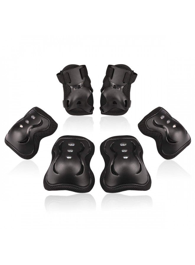 Bosoner Kids/Youth Knee Pad Elbow Pads Guards Protective Gear Set for Roller Skates Cycling BMX Bike Skateboard Inline Skatings Scooter Riding Sports (Black, Small (3-8 years)) - Image 1