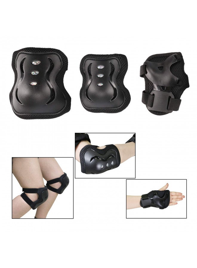 Bosoner Kids/Youth Knee Pad Elbow Pads Guards Protective Gear Set for Roller Skates Cycling BMX Bike Skateboard Inline Skatings Scooter Riding Sports (Black, Small (3-8 years)) - Image 2