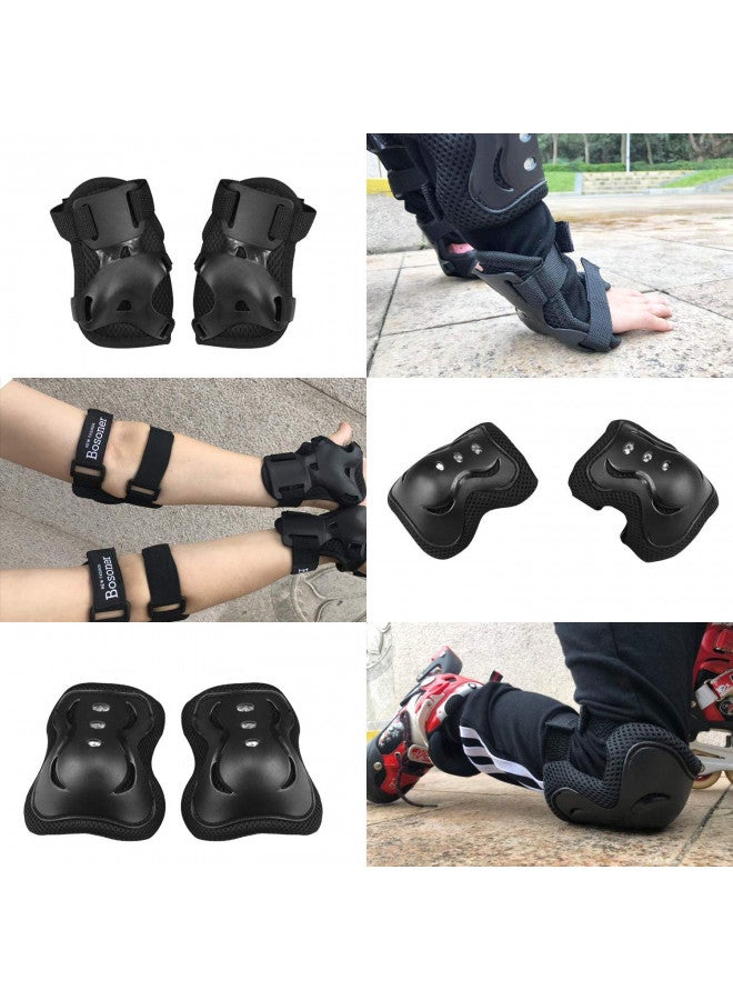 Bosoner Kids/Youth Knee Pad Elbow Pads Guards Protective Gear Set for Roller Skates Cycling BMX Bike Skateboard Inline Skatings Scooter Riding Sports (Black, Small (3-8 years)) - Image 3