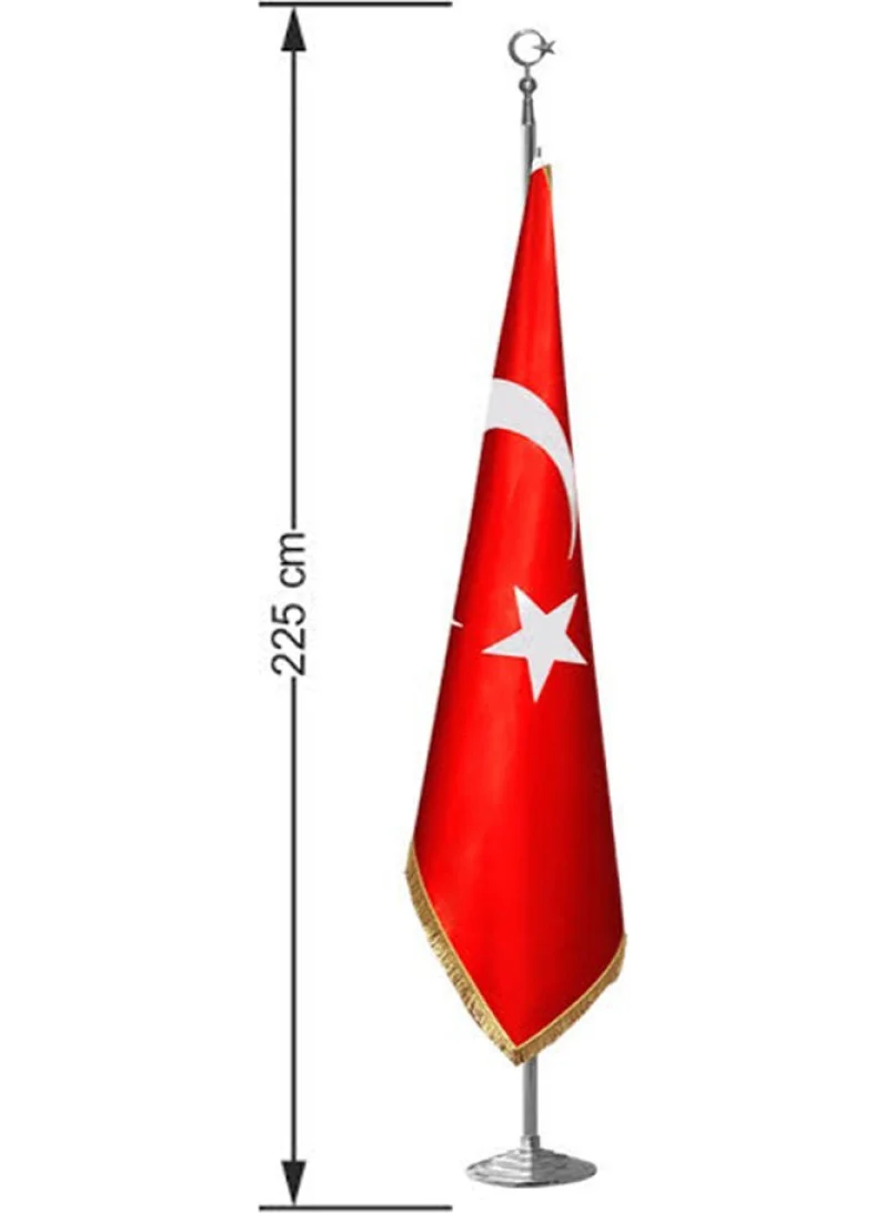 ZC Bayrak ZC Flag Turkish Official Flag Chrome Plated Pole and Silvery Flag Set