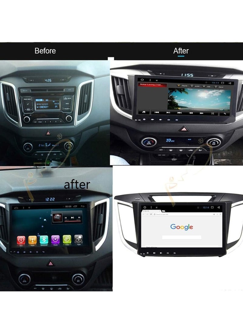 Android Car Stereo for HYUNDAI CRETA IX25 2014 2015 2016 2017 2018 2019 2GB RAM 32GB ROM 10 Inch Support Apple Carplay, MirrorLink WiFi BT, IPS Touch Screen with AHD Camera Included - Image 2
