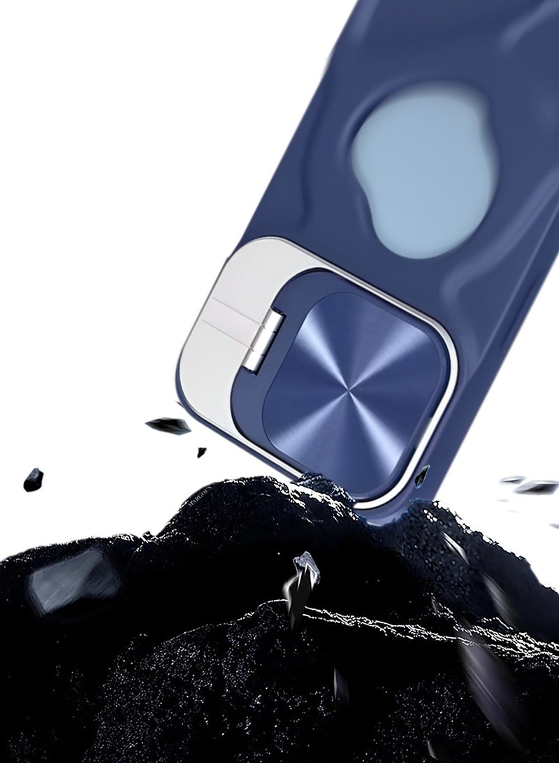 CATANES Slim Soft Case for iPhone 13 Pro Max - TPU Shockproof Case with Lens Protection Kickstand and Logo View Window - Dark Blue - Image 2