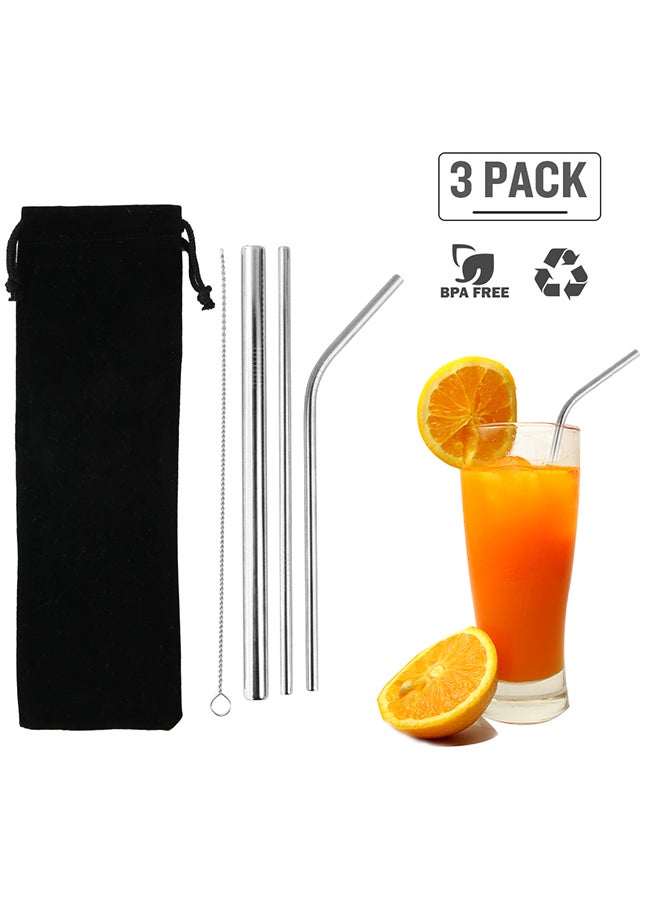 اليشمك طقم ماصات قابلة لإعادة الاستخدام مع فرشاة تنظيف وحقيبة من 3 قطع أسود/ فضي - Image 2