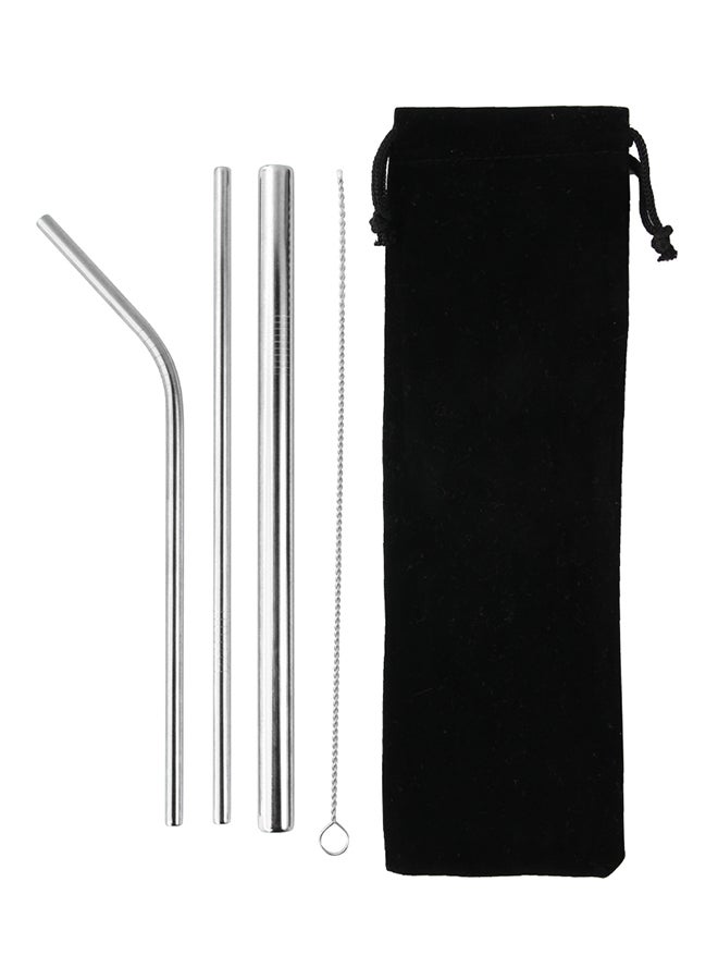 اليشمك طقم ماصات قابلة لإعادة الاستخدام مع فرشاة تنظيف وحقيبة من 3 قطع أسود/ فضي - Image 1