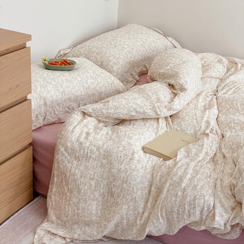 AOJIM Muslin Cotton Duvet Cover with Forest Themed Patterns, Pure Cotton Super Soft Comforter Cover 79X90'', Ruffled Edge Bedding Duvet Cover 2-Layer Gauze for Kids Adults, No Quilt or Pillowcases - Image 2