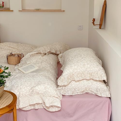 AOJIM Muslin Cotton Duvet Cover with Forest Themed Patterns, Pure Cotton Super Soft Comforter Cover 79X90'', Ruffled Edge Bedding Duvet Cover 2-Layer Gauze for Kids Adults, No Quilt or Pillowcases - Image 4