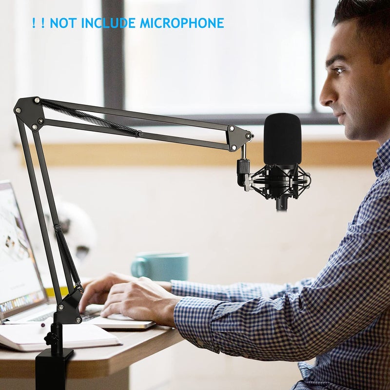 Frgyee AT2020 Mic Stand with Shock Mount and Pop Filter, Suspension Scissor Boom Arm with Upgraded Heavy Duty Clamp for Audio Technica AT2020 AT2020USB+ AT2035 Condenser Studio Microphone Frgyee - Image 2