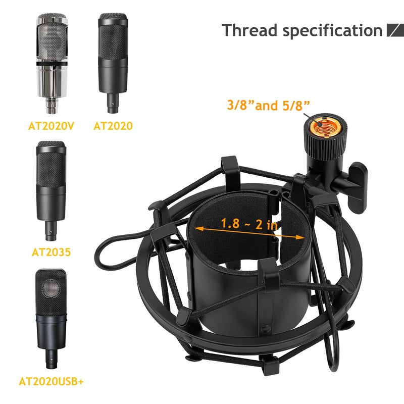 Frgyee AT2020 Mic Stand with Shock Mount and Pop Filter, Suspension Scissor Boom Arm with Upgraded Heavy Duty Clamp for Audio Technica AT2020 AT2020USB+ AT2035 Condenser Studio Microphone Frgyee - Image 3
