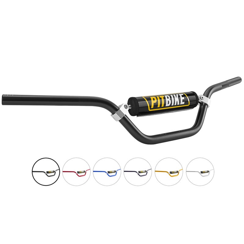 RUTU Handlebars 7/8 Inch for Motorcycle,RUTU Upgraded Universal Dirt Bike Handle Bar with Crossbar Pad Mid-Rise Mini Bike Pit Bike Handlebar for Motocross ATV Quad - Black - Image 1