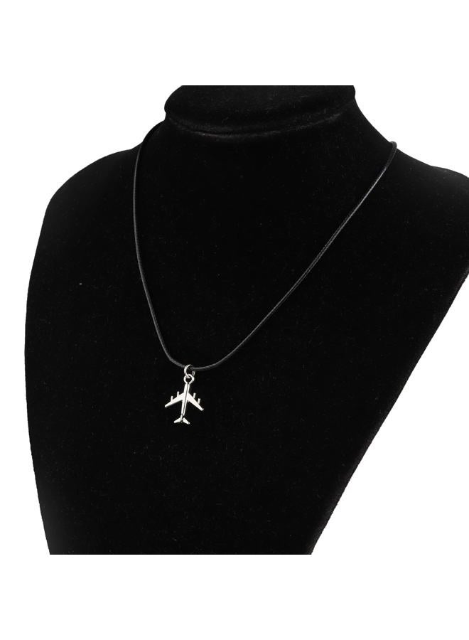 FEELMEM Airplane Charm Leather Cord Chain Necklace Fly Safe Pilot Gift Traveling Jewelry Flight Attendants Gift Aviation Gift, middle, Leather Metal, alloy - Image 3