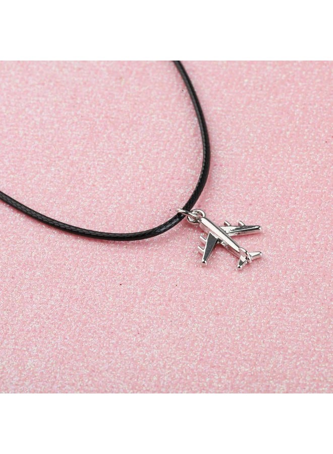 FEELMEM Airplane Charm Leather Cord Chain Necklace Fly Safe Pilot Gift Traveling Jewelry Flight Attendants Gift Aviation Gift, middle, Leather Metal, alloy - Image 5