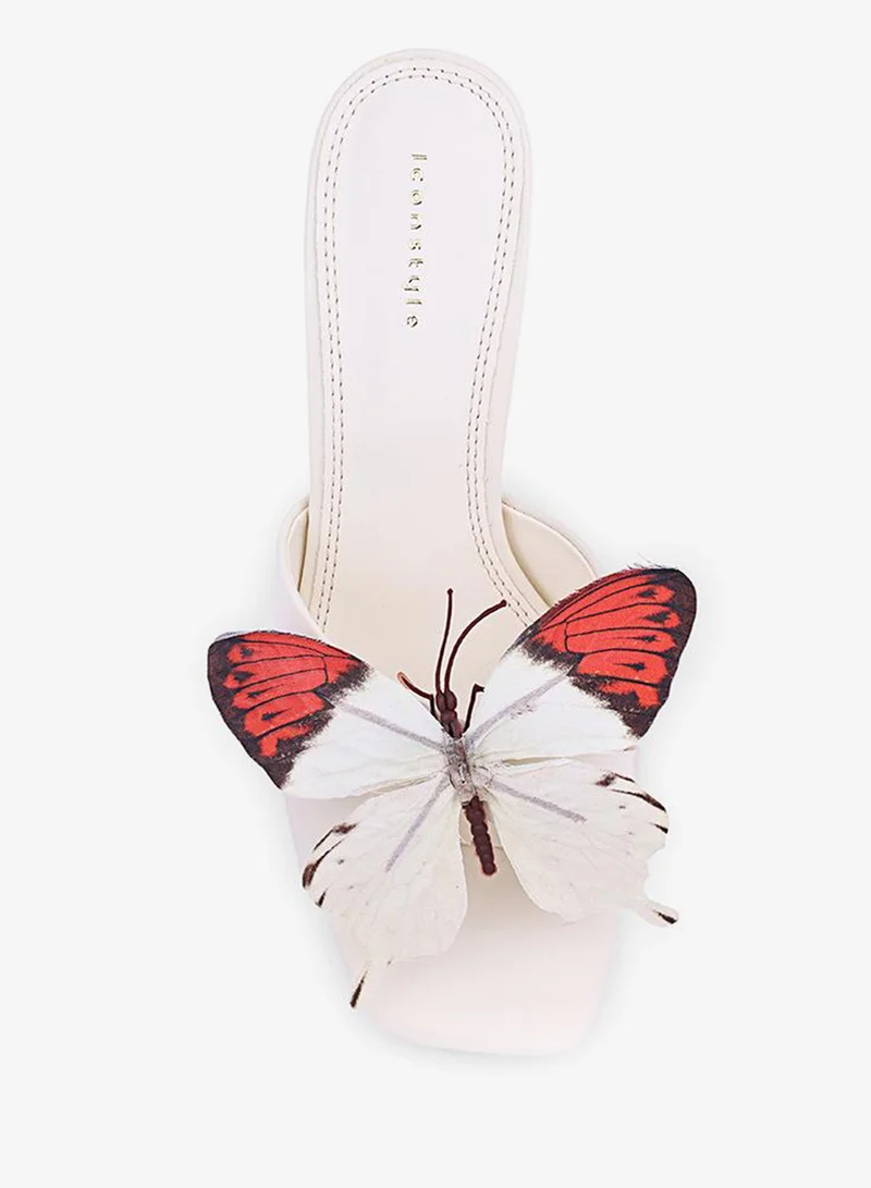 IconStyle Embroidered Open-Toe Mule Heels