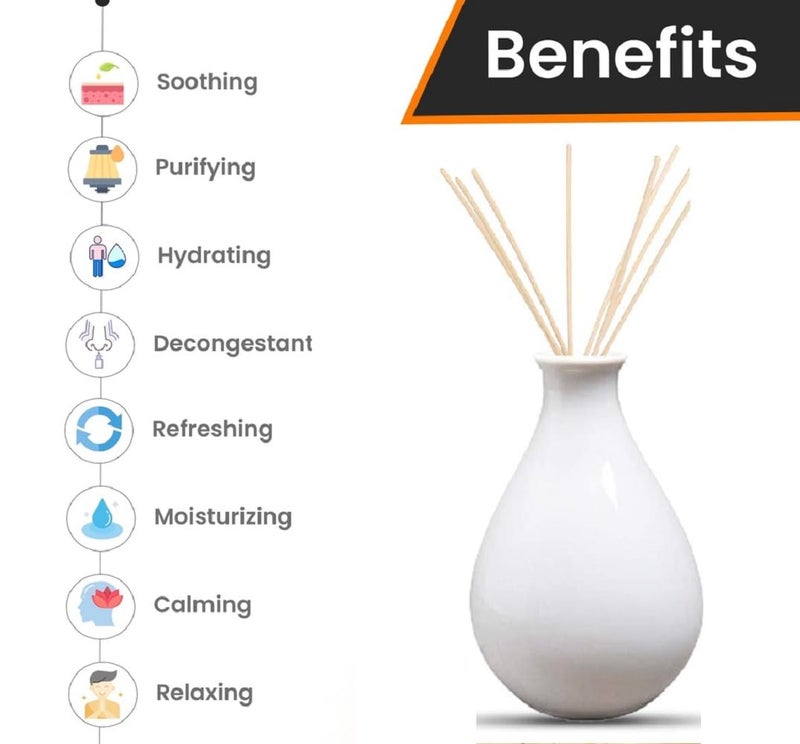 Mkd2 Rise Ceramic Reed Diffuser Aroma Pot I Empty Diffuser Pot - Set of 2 (White) for Home Fragrance, Decor, Decoration, Gift - Image 4