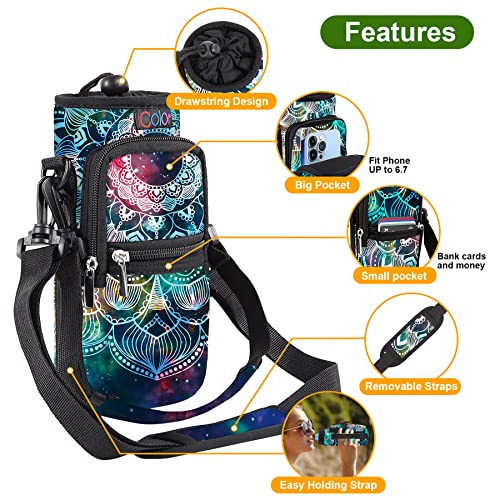 icolor Water Bottle Carrier Bag Holder 25/32/40/64oz,Adjustable Padded Shoulder & Handle Strap Sports Sling Hiking Pack,Insulated Neoprene Wide Mouth Bottle Sleeve - Image 4